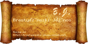 Brestyánszki János névjegykártya